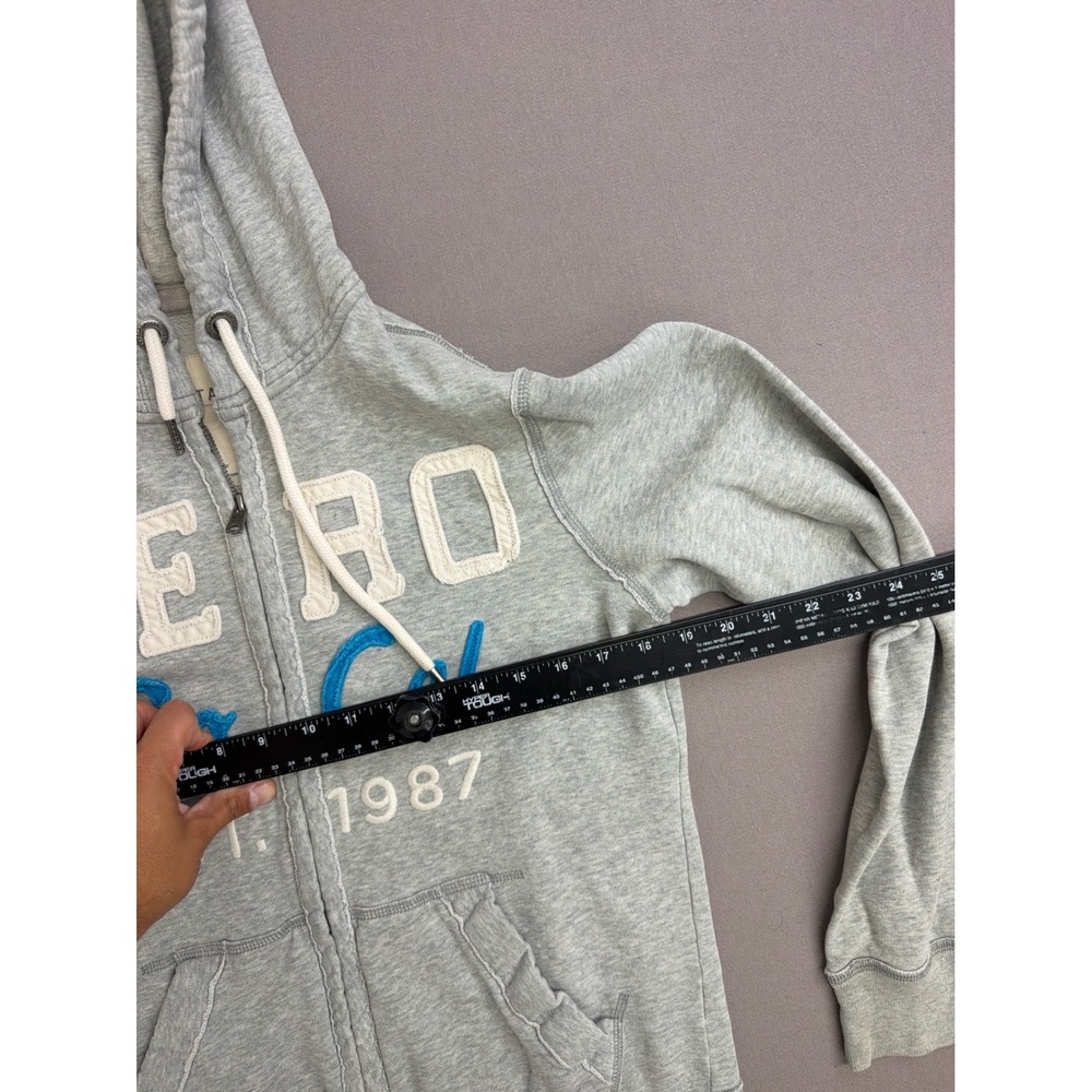 Aeropostale Womens Gray Zip Up Hoodie So Cal 1987 Graphic Sweatshirt XS - Picture 4 of 6